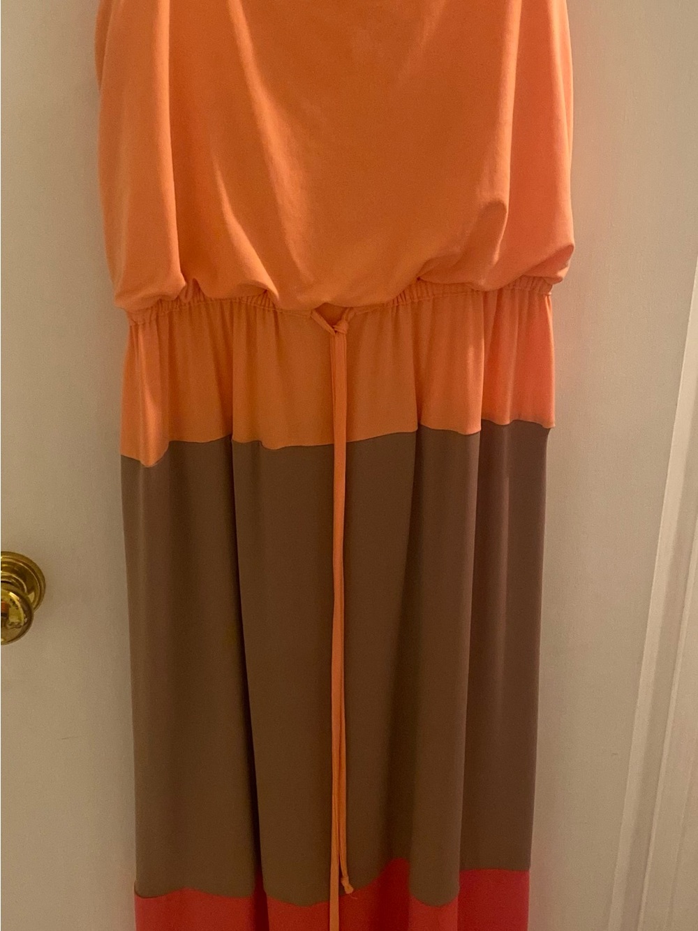 London Times Colorblock Maxi Dress in Orange, Brown and Pink